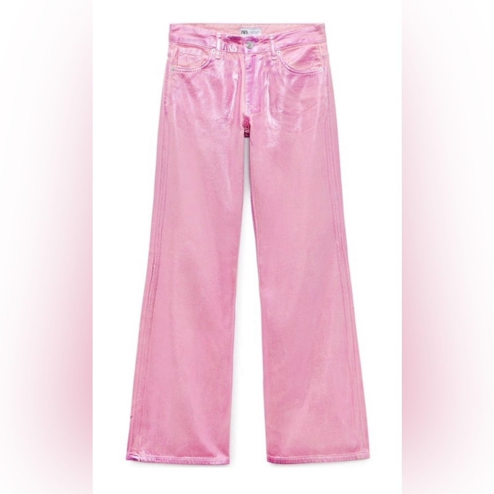 Zara X Barbie Jeans Metallic Glitter Pink